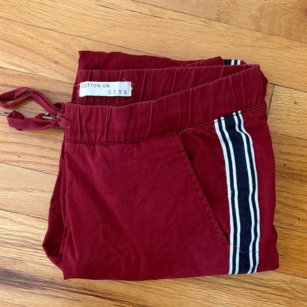 Cotton On Burgundy Joggers with Stripe